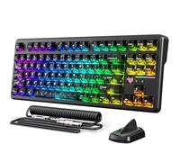ATTACK SHARK X87ULTRA BT/2.4G/Wired 8KHz Hot-Swap Gaming Mechanical Keyboard, 16.8M RGB Wireless Receiver Carbon Fiber Keycap Dot-Matrix Screen+Illuminated Coiled Cable - Carbon Black