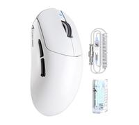 ATTACK SHARK X8PRO 55g Ultralight Wireless Gaming Mouse with Coiled Cable for Medium/Large Hands, 8K Polling Rate,Tri-mode 2.4G/Wired/BT, 500mAH, 40000DPI, Web Driver, PAW3395 Optical Sensor-White