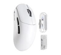ATTACK SHARK X8PRO 55g Ultralight Wireless Gaming Mouse with Coiled Cable for Medium/Large Hands, 8K Polling Rate,Tri-mode 2.4G/Wired/BT, 500mAH, 40000DPI, Web Driver, PAW3395 Optical Sensor-White