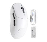 ATTACK SHARK X8PRO 55g Ultralight Wireless Gaming Mouse with Coiled Cable & Grip Tape for Medium/Large Hands, 8K Polling Rate, 2.4G/Wired/BT, 40000DPI, Web Driver, PAW3395 Optical Sensor-White