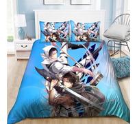 Attacking Giant Bedding Linen 3 Piece Set, Ellen Yeager, Levi Ackerman 3D Printed Bedding Set Home Textiles Bed Linen Set, 1 Duvet Cover and 2 Pillow Shams (typ10, Double)
