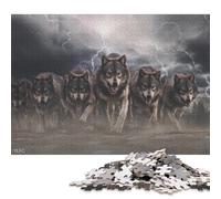 Attacking Wolves Wooden Jigsaw Puzzle for Adults Fun 500 Pieces Education Game Stress Relief Home Decoration Toy Intellectual Game Challenge Educational 500pcs (52x38cm)