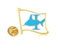 Attacks Around Shark Pillars Golden Metal Flag Lapel Pin Badge