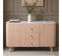 attalla white marble top sideboard with 2 doors 3 drawers in natural