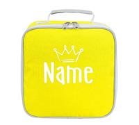 ATTAR APPAREL Crown Personalised Text Back to School Kids Any Name Girls Boys Happy First Day at School Sandwich Lunchbox Cooler Bag Back to School Supplies #BS Yellow/Light Grey