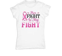 ATTAR APPAREL Her Fight is My Fight Unisex Breast Cancer Awareness 2022 T Shirt White XL