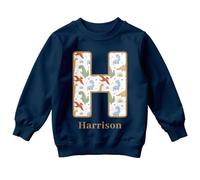 ATTAR APPAREL Personalised Kids Sweatshirt Whimsical H With Dinosaurs Rainbows & Stars - Fun Gift Jumper for Boys & Girls #TA-195 4-5 Years