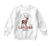 ATTAR APPAREL Personalised Making Magical Memories 2025 Lapland Olivia Christmas Holiday Kids Sweatshirt For Girls Or Boys Jumper 7-8 Years White