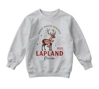 ATTAR APPAREL Personalised Making Magical Memories 2025 Lapland Olivia Christmas Holiday Kids Sweatshirt For Girls Or Boys Jumper 4-5 Years Sport Grey