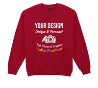 ATTAR APPAREL Personalised Sweatshirt Mens Womens UK - Customised Jumper with Any Text and Photo, Design Your Own Custom Pullover 2XL Antique Cherry Red