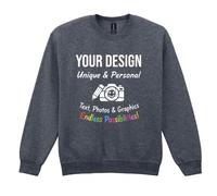 ATTAR APPAREL Personalised Sweatshirt Mens Womens UK - Customised Jumper with Any Text and Photo, Design Your Own Custom Pullover 3XL Dark Heather