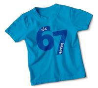 ATTAR APPAREL Six Seven Numbers Kids T-Shirt Age Milestone Birthday Boys Girls Graphic Tee 7-8 Years Azure Blue