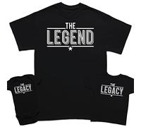 ATTAR APPAREL The Legend & The Legacy Fathers Day T Shirt Gift for Daddy Father and Son Father Daughter Kids Baby Matching T Shirts Gift Set Outfits Top Black 3XL