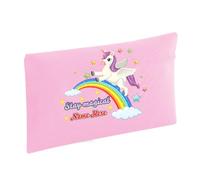 ATTAR APPAREL Unicorn Personalised Text Back to School Kids Girls Boys Any Name Happy First Day at School Pencil Case Bag Back to School Supplies #BS 02 Classic Pink