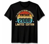 ATTAR APPAREL Vintage 2008 Funny 18 Years Old Unisex Boys Girls 18th Birthday Personalised Men Women Kids T-Shirt