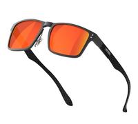 ATTCL Men's Fibra de carbon Rectangular Sunglasses for men polarized UV protection 8999 Black Red
