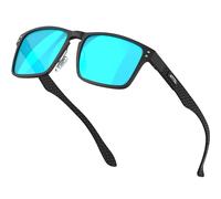 ATTCL Men's Fibra de carbon Sunglasses for men polarized UV protection 8999 Black+blue