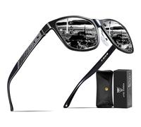 ATTCL Men's Retro Driving Polarized Sunglasses Man Al-Mg Metal Frame Ultra Light UV400 CAT 3 CE 18587 black