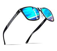 ATTCL Men's Retro Driving Polarized Sunglasses Man Al-Mg Metal Frame Ultra Light UV400 CAT 3 CE 8587 Black blue