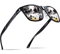 ATTCL Polarised Sunglasses Mens for Driving: UV400 Protection Square Shades AL-MG Metal Frame HD TAC Lens Hiking Travel 8587 Black Silver