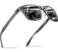 ATTCL Polarised Sunglasses Mens for Driving: UV400 Protection Square Shades AL-MG Metal Frame HD TAC Lens Hiking Travel 8587 Grey