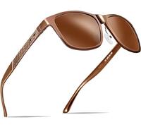 ATTCL Polarised Sunglasses Mens for Driving: UV400 Protection Square Shades AL-MG Metal Frame HD TAC Lens Hiking Travel 8587 Brown Brown