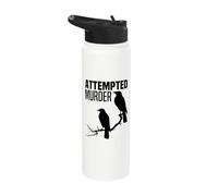 Attempted Murder Crows Ravens Bird Meme Funny Crow On Branch Stainless Steel Insulated Water Bottle