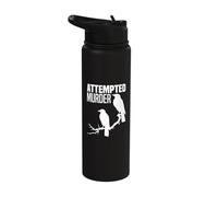 Attempted Murder Crows Ravens Bird Meme Funny Crow On Branch Stainless Steel Insulated Water Bottle