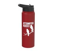 Attempted Murder Crows Ravens Bird Meme Funny Crow On Branch Stainless Steel Insulated Water Bottle
