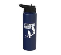 Attempted Murder Crows Ravens Bird Meme Funny Crow On Branch Stainless Steel Insulated Water Bottle
