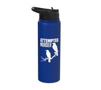 Attempted Murder Crows Ravens Bird Meme Funny Crow On Branch Stainless Steel Insulated Water Bottle