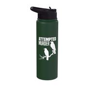 Attempted Murder Crows Ravens Bird Meme Funny Crow On Branch Stainless Steel Insulated Water Bottle
