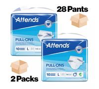 Attends 10L Pull up Pants Size LARGE Adult Nappies - 2 Packs of 14