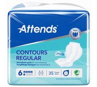 Attends Contours Regular 6 | Adult Form Incontinence Pads (1408ml) Pack of 35