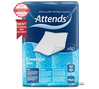Attends Disposable Bed Pads Plus 40x60cm - 1 Pack of 50 Incontinence Bed Pads