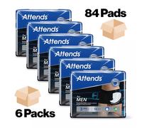 Attends for Men Level 3 Incontinence Pads - Anatomically Shaped, Ultra-Absorbent Protective Shields, 84 Pads