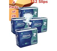ATTENDS SLIP REGULAR LARGE 8, 4 Packs of 28 Slips 112 Incontinence Pads 203712