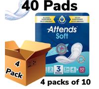 Attends Soft 3 Extra - 4 Packs Of 10 , 40 Incontinence Pads - 207260