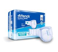 Attends Stretch Adult Incontinence Disposable Briefs, Large/X-Large, 40"-70" Waist with SecureGrip Tab Closure, Ultimate Absorbency with Dry-Lock Cont