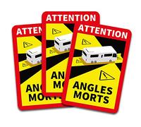 Attention Angles Morts Sticker 25 x 17 cm for Vehicles Mandatory from 3.5 t in France Warning Blind Spot Sticker Self-Adhesive UV Resistant Weatherproof R145 (Motorhome, Pack of 3)