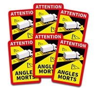 Attention Angles Morts Sticker 25 x 17 cm for Vehicles Mandatory from 3.5 t in France Warning Blind Spot Sticker Self-Adhesive UV Resistant Weatherproof R143 (Truck, Pack of 6)
