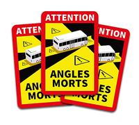 Attention Angles Morts Sticker 25 x 17 cm for Vehicles Mandatory from 3.5 t in France Warning Blind Spot Sticker Self-Adhesive UV Resistant Weatherproof R144 Bus Pack of 3