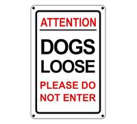 Attention Dogs Loose Please Do Not Enter - safety sign - 1.2mm Pre-Drilled Rigid plastic for indoor/outdoor usage (600mm x 400mm) Viewing Distance within 20m.