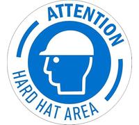 Attention. Hard hat area. Floor sticker - Self adhesive floor graphic (200mm x 200mm)