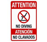 Attention No Diving Pool Rules Warning Metal Sign Aluminum Signs for Outdoors Use Yard Farm Fence Home Wall Decor 8x12 inch