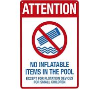 Attention No Inflatable Items In The Pool Pool Sign Pool Rules Warning Metal Sign Aluminum Signs for Outdoors Use Yard Farm Fence Home Wall Decor 8x12 inch