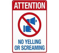 Attention No Yelling Or Screaming Pool Rules Warning Metal Sign Aluminum Signs for Outdoors Use Yard Farm Fence Home Wall Decor 8x12 inch