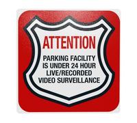 Attention Parking Facility Is Under 24 Hour Live Recorded Video Surveillance Metal Warning Sign for Indoor Outdoor Security, Business Office Home Garden Street Decor 30 x 30 cm