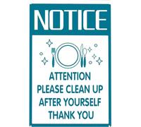 Attention Please Clean Up After Yourself Thank You Notice Sign Funny Metal Dining room Restaurants kitchen Wall Decoration 8"x12"
