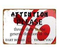 Attention! Please Throw Darts in the General Direction of the Dart Board Thank You Tin Sign Funny Man Cave Decor Retro Bar Wall Decor 8x6 Inches, WeDull-11